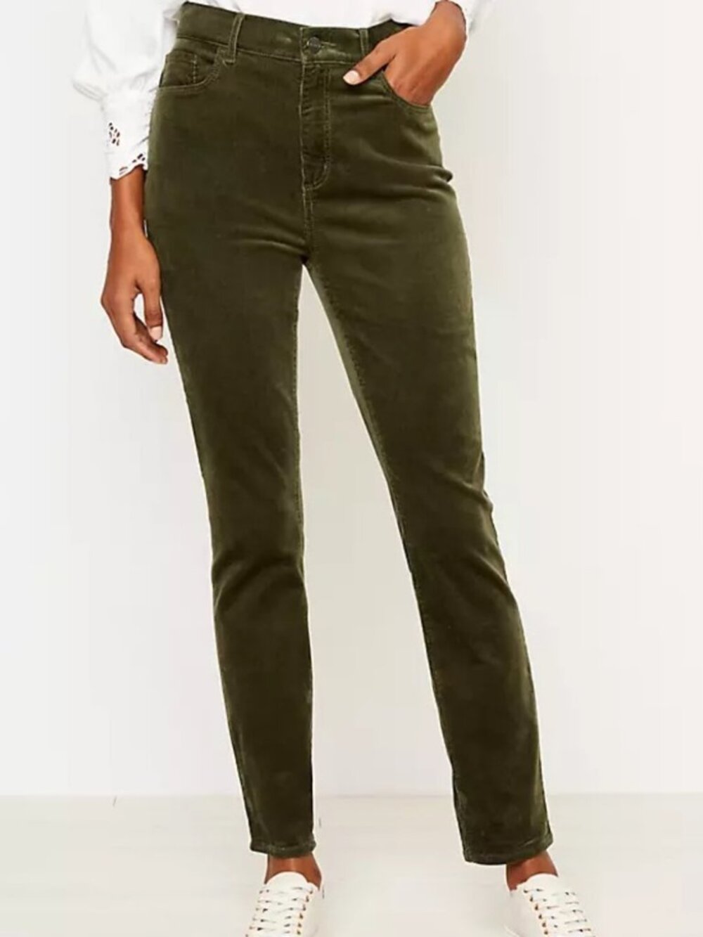 LOFT Mid Rise Skinny Corduroy Pants Size 28 Dark Caper